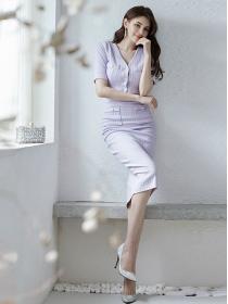 Korean Style simple fashion casual top small cardigan slim  skirt suit