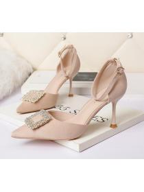 Outlet Fashion pointed-toe rhinestone high-heeled shoes square buckle sandals 