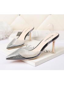 Outlet Sexy pointed toe high heels transparent rhinestone shoes