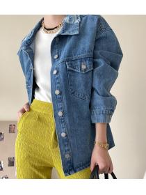 For Sale Pure Color Loose Fashion Denim Coat 