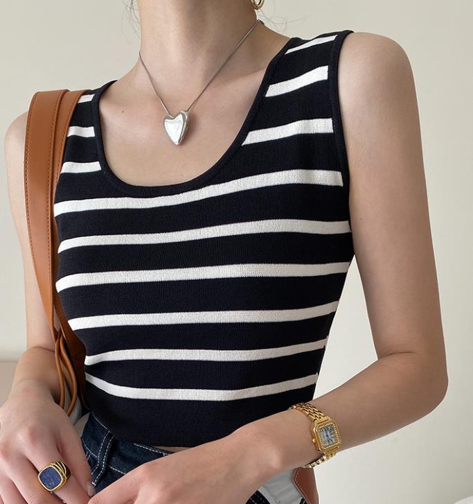 Discount Stripe Color Matching Knitting Top