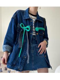 Trendy Country Style Buckle Loose Denim Jacket