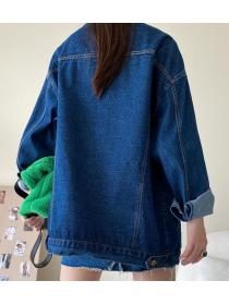 Trendy Country Style Buckle Loose Denim Jacket