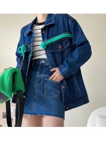 Trendy Country Style Buckle Loose Denim Jacket