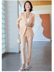 Outlet Slim fashion Cropped pants profession Blazer a set for women