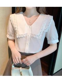 Doll Collar Lace Top Sweet Small Fresh Short Sleeve Shirt