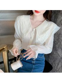 V   Collars Pure Color Doll Collars Blouse 