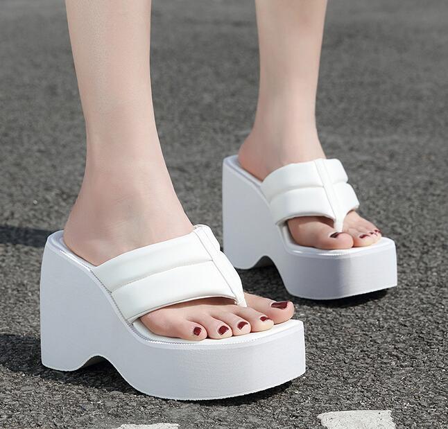 Outlet Wedge heel high heel platform square head flip-flops