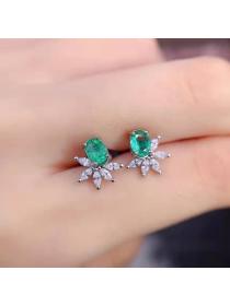 Outlet Colors blue-green stud earrings simulation earrings