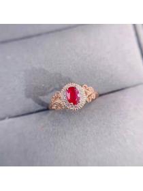 Outlet Rose gold light pomegranate stone simulation simple ring