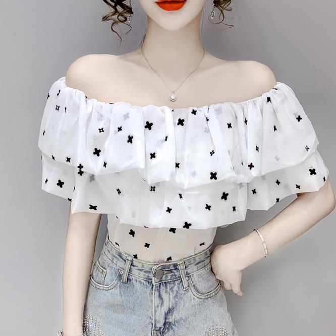 On Sale Doll Collars Flower Printing Blouse