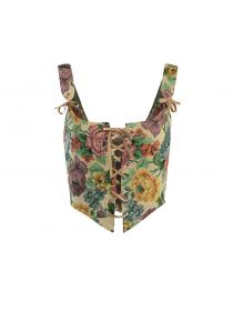 Outlet hot style European fashion Vintage style Floral Vest for women