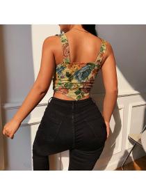 Outlet hot style European fashion Vintage style Floral Vest for women