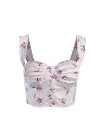 Outlet hot style Summer new floral sexy cropped vest