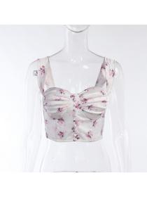 Outlet hot style Summer new floral sexy cropped vest