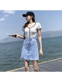 Summer fashion spring skirt Hip-full Ripper short skirt for women