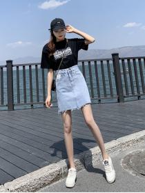 Outlet Summer fashion short skirt high waist denim skirt for women