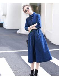 Outlet Korean fashion denim long shirt spring tender dress