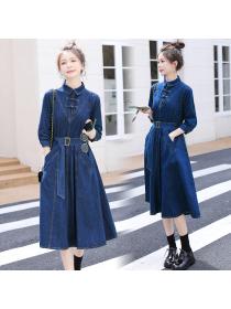 Outlet Korean fashion denim long shirt spring tender dress