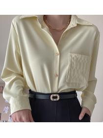 On Sale Pure Color Doll Collars Fashion Blouse 