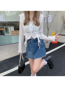 Summer fashion shorts slim wide leg Denim skirt for women