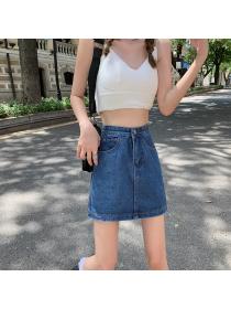 Korean fashion short skirt Denim skirt for women