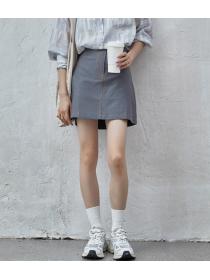 On Sale Pure Color Slim Tall Waist MINI  Skirt 