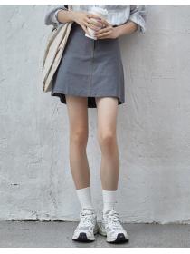 On Sale Pure Color Slim Tall Waist MINI  Skirt 