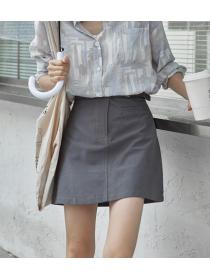 On Sale Pure Color Slim Tall Waist MINI  Skirt 