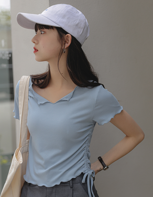 For Sale Pure Color Puff Sleeve Fashion T  Shirt