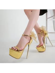 Outlet New style women's high-heeled golden sandals 