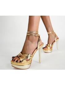 Outlet New style  Metal Snake Print 13CM Sandals