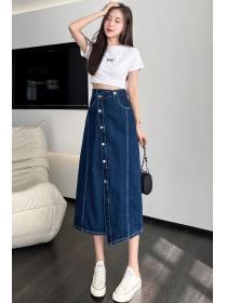 Outlet Irregular denim skirt mid-length Skirt for women