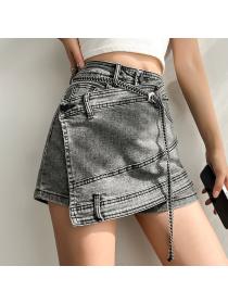 Outlet Denim short skirt high waist matching elastic skirt