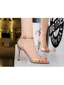 Outlet European  fashion summer sexy nightclub high-heeled shoes transparent open toe belt sandals