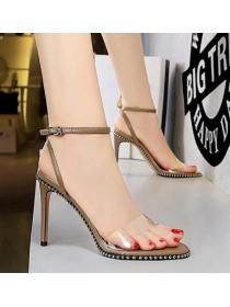 Outlet European fashion  Summer high-heeled shoes transparent open toe sandals