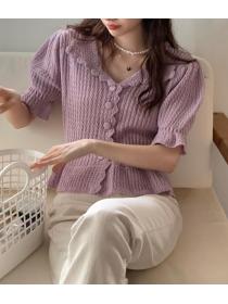 On Sale Pure Color Tall Waist Knitting Top 