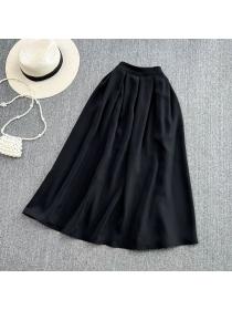 Korean fashion slim Plain pleated skirt for women