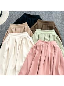 Korean fashion slim Plain pleated skirt for women