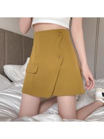 Korean fashion high waist matching A-line skirt