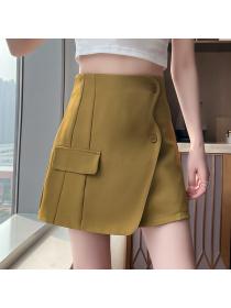 Korean fashion high waist matching A-line skirt