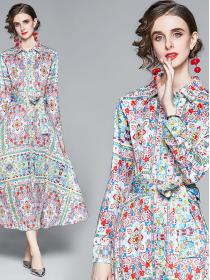 European Style Doll   Collars Show Waist Maxi Dress 