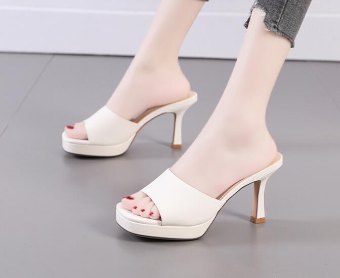Summer new thick-soled fashion wear waterproof platform square-toe high-heeled shoes