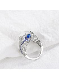 Outlet European style sapphire flowers opal mosaic ring