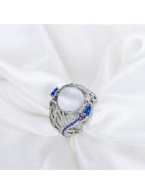 Outlet European style sapphire flowers opal mosaic ring