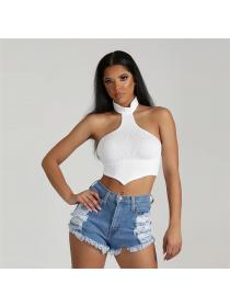 Outlet hot style Sexy halter neck Sleeveless irregular top
