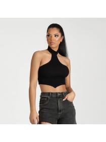 Outlet hot style Sexy halter neck Sleeveless irregular top