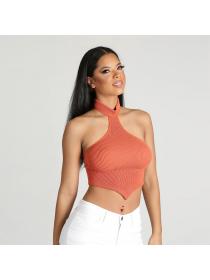 Outlet hot style Sexy halter neck Sleeveless irregular top