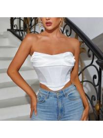 Outlet hot style Summer new women's sexy fishbone off shoulder short vest