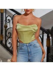 Outlet hot style Summer new women's sexy fishbone off shoulder short vest